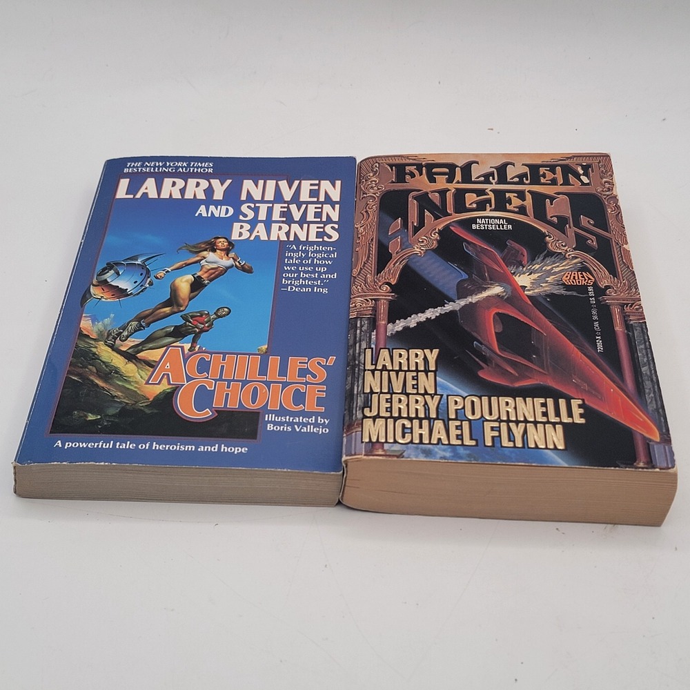 Larry Niven Achilles'‎ Choice Fallen Angels Paperback Lot 1st Printings Good